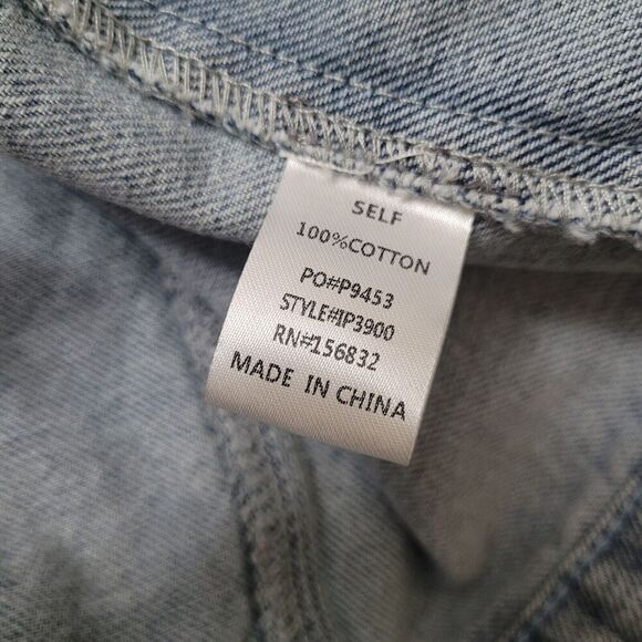 BiBi Jacket Womens Large Blue Denim Trucker Pearls Distressed Button Down NEW - Picture 7 of 7